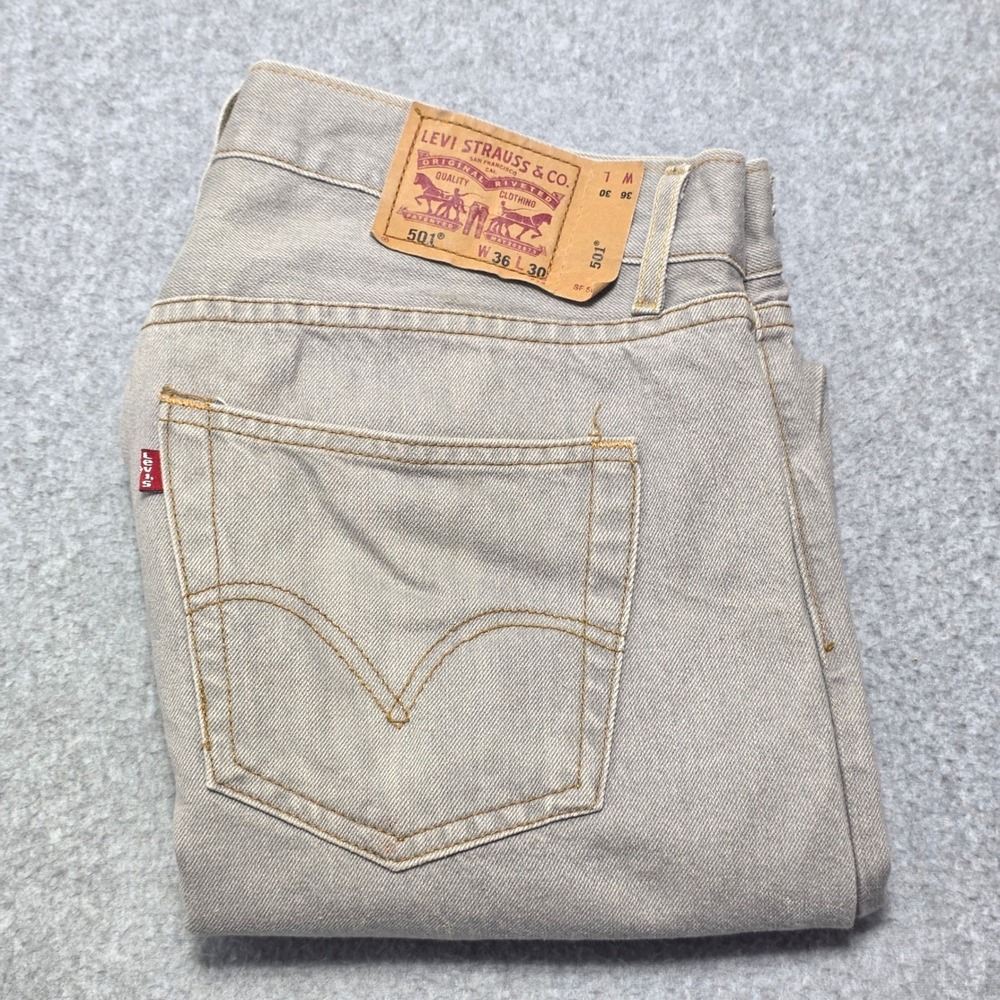 Ventage Levis 501 Original Straight Leg Jeans Men 36x30 Gray Button Fly Made USA